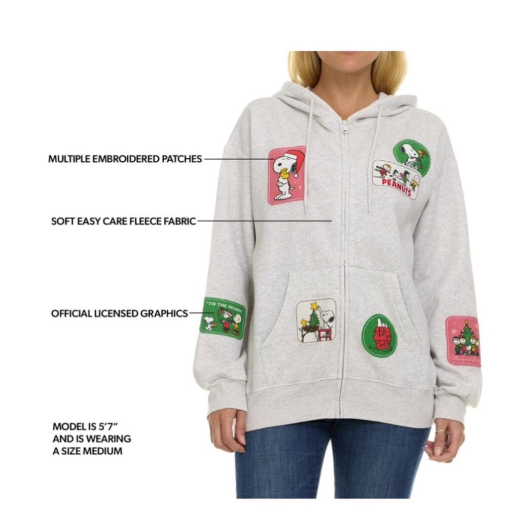 Peanuts Gray Hoodie with Snoopy and Friends - Picture 5 of 8